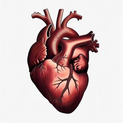 Detailed Red Human Heart Illustration