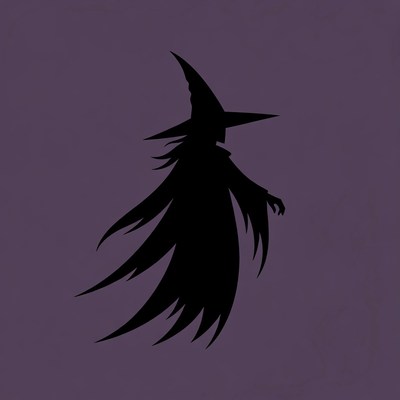 Silhouette of Witch in Cape