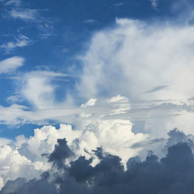Dramatic Blue Sky with Cumulus Clouds