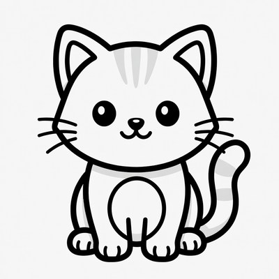 Cute black and white kitten illustration