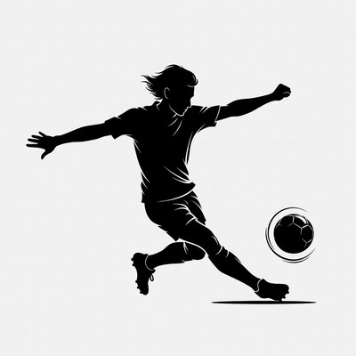 Soccer Player Kicking Ball Silhouette
