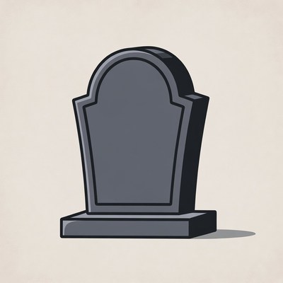 Cartoon gravestone on beige background