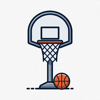 Basketball Hoop with Ball Illustration