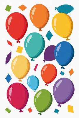 Colorful Balloons with Confetti