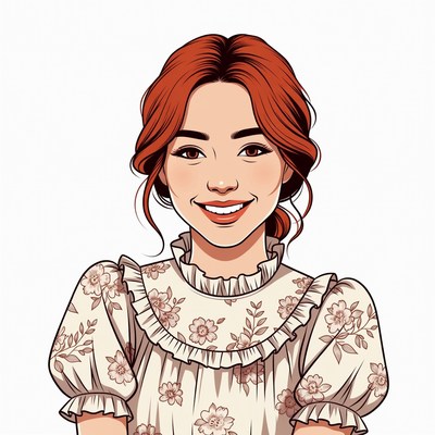 Smiling Asian woman in floral blouse