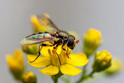 Hoverfly on yellow flower