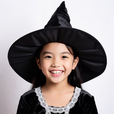 Asian girl in witch costume