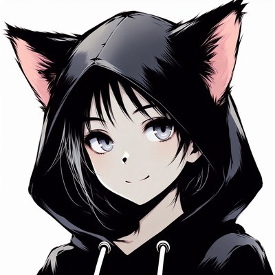Anime girl with cat ears hoodie