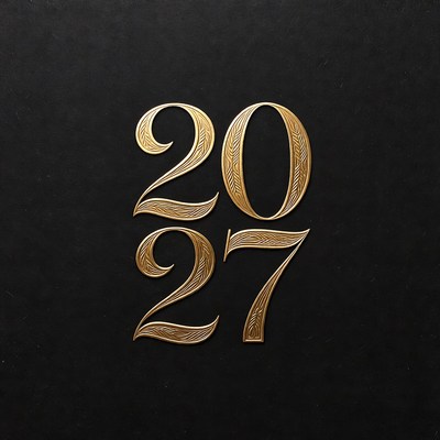 Golden 2027 on Black Background