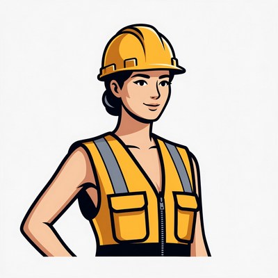 Female construction worker in hard hat