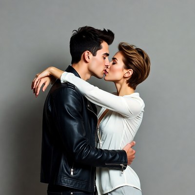 Man kissing woman passionately
