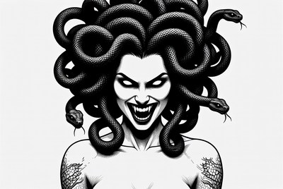 Medusa with snakes for hair