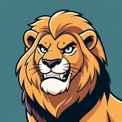Cartoon Lion Roaring Fiercely