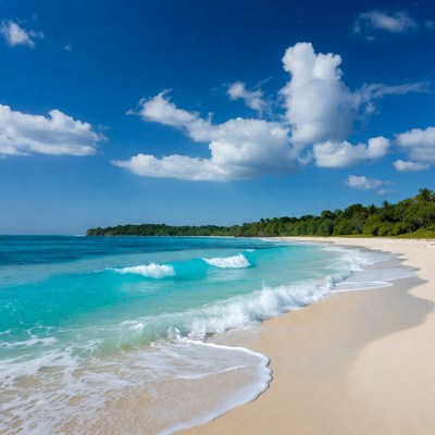 Tropical beach with turquoise waves
