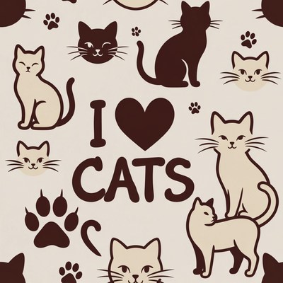 I Love Cats Illustration