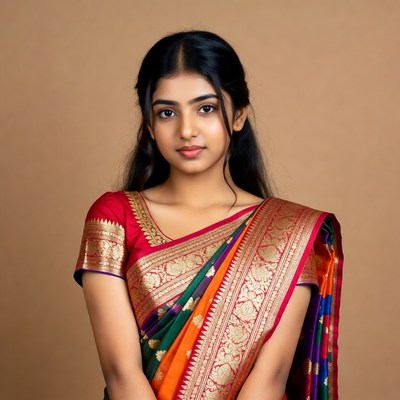 Indian woman in colorful silk saree