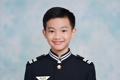 Asian boy in pilot uniform