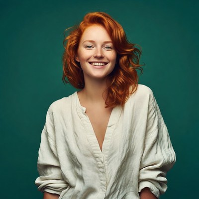 Smiling woman with red hair