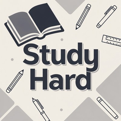 Study Hard with Books and Pencils