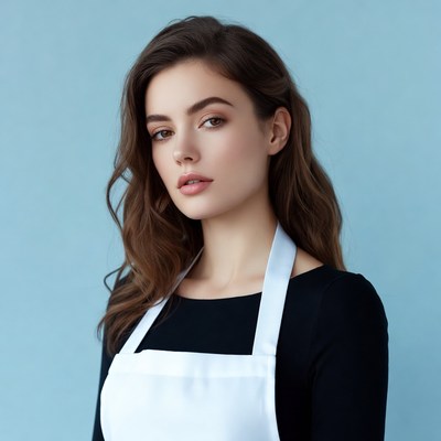 Woman wearing white apron