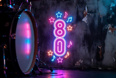 80th Anniversary Neon Sign with Drum