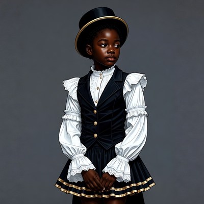African girl in Victorian top hat
