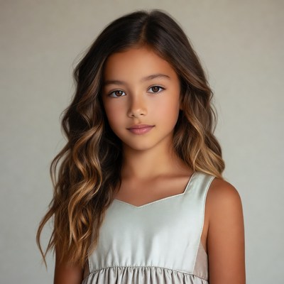 Young girl with wavy brown hair