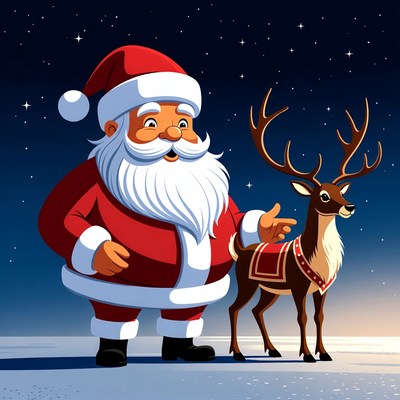 Santa Claus with reindeer illustration
