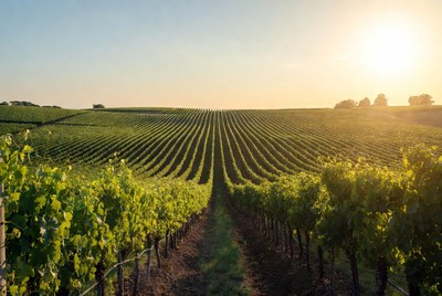 Vineyard Rows at Sunset