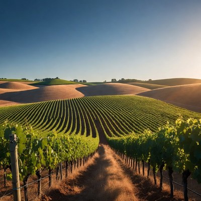 Vineyard Rows at Sunset