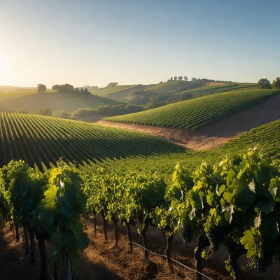 Vineyards in rolling green hills