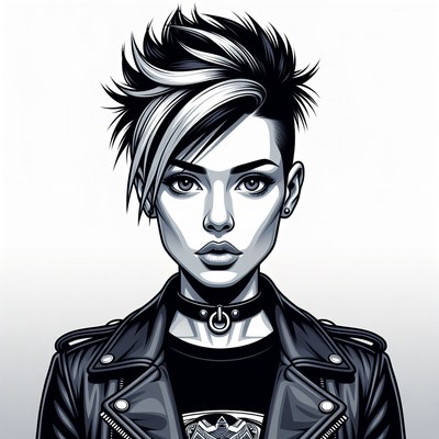 Woman with punk mohawk and leather jacket