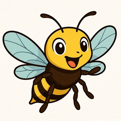 Cute cartoon bee flying