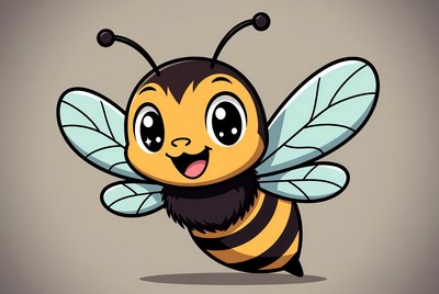 Cute cartoon bee smiling