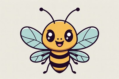 Cute cartoon bee smiling