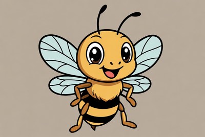 Cute cartoon bee smiling