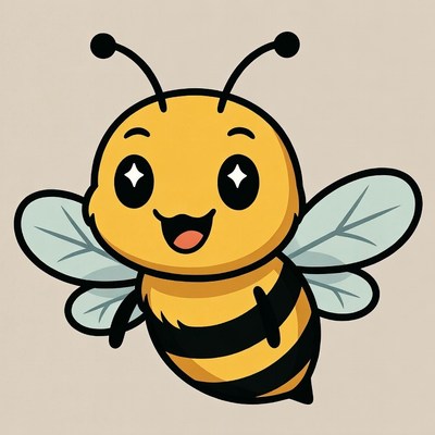 Cute cartoon bee smiling