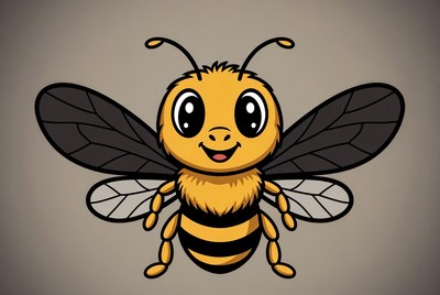 Cute cartoon bee smiling