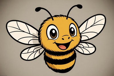 Cute cartoon bee smiling
