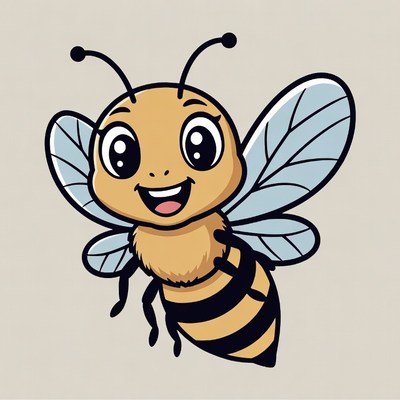 Cute cartoon smiling bee