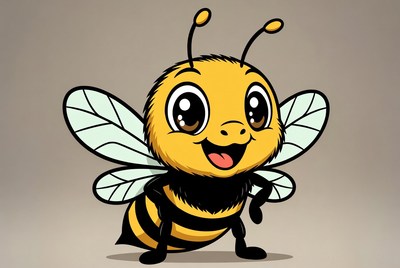 Cute cartoon bee smiling