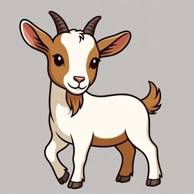Cute cartoon baby goat