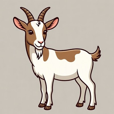 Cute cartoon goat standing