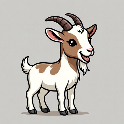 Cute cartoon baby goat smiling