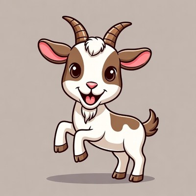 Cute cartoon baby goat smiling