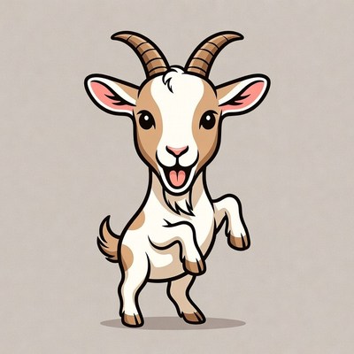 Cartoon Goat Dancing Happily