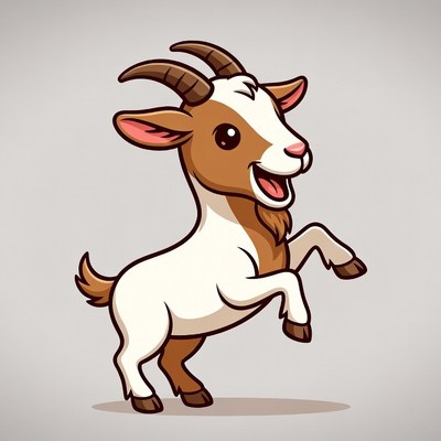 Cute cartoon goat standing on hind legs