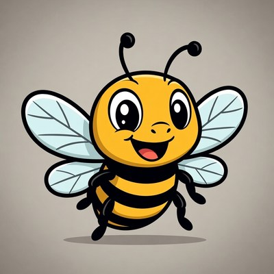 Cute cartoon smiling bee