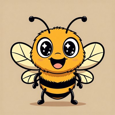 Cute cartoon happy bee