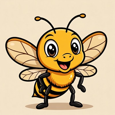 Cute cartoon bee smiling